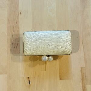 Jenny Polanco Straw & Snakeskin Minaudière Clutch - Mother of Pearl Clasp
